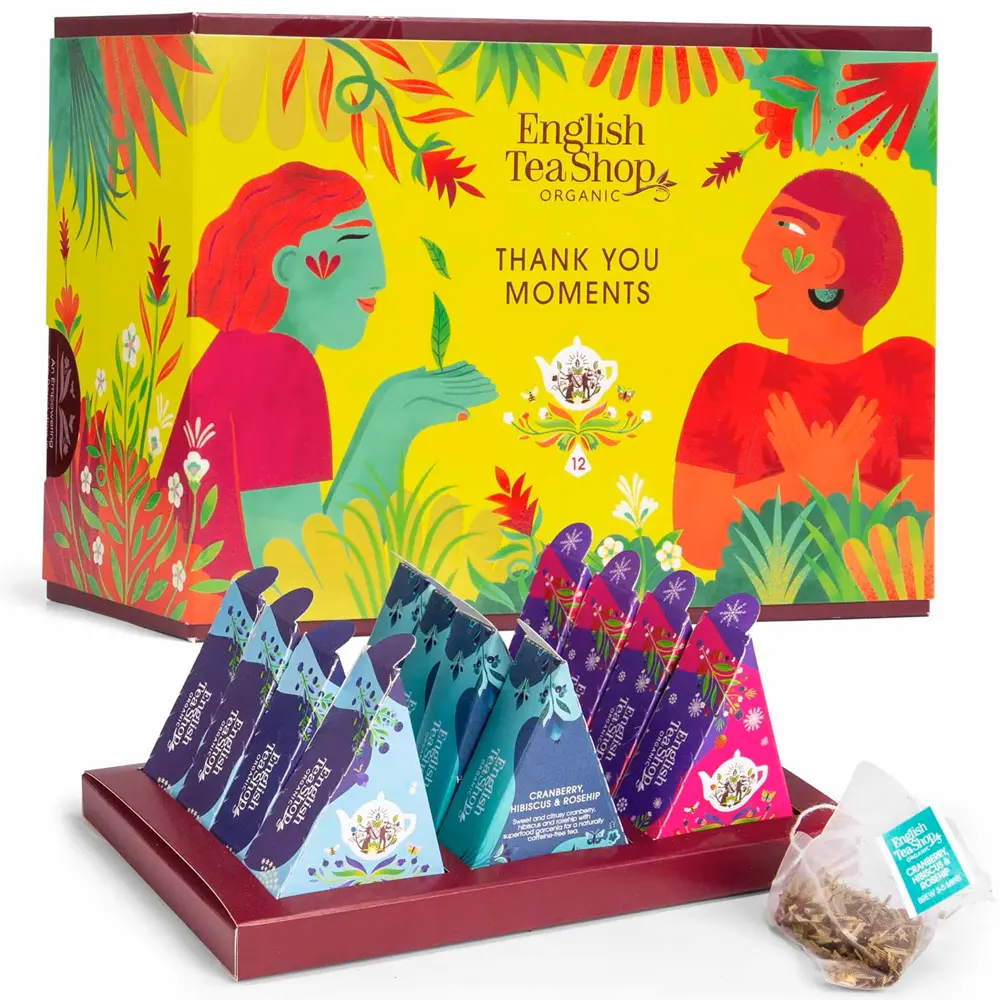 Geschenkbox "Thank You" BIO Tee Kollektion, 12 Pyramiden Beutel