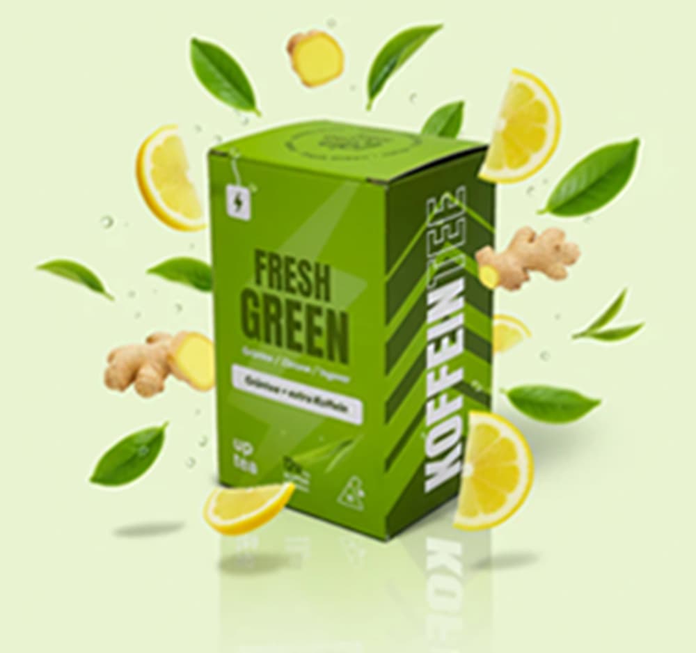 UpTea Fresh Green, 15 Pyramidenbeutel á 2,5g = 37,5 g (Grüntee + extra Koffein)