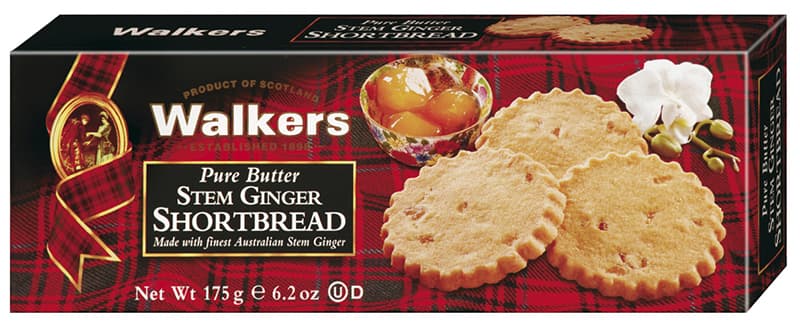 Walkers Stem Ginger Shortbread, 175g (Schottisches Buttergebäck mit Ingwer)