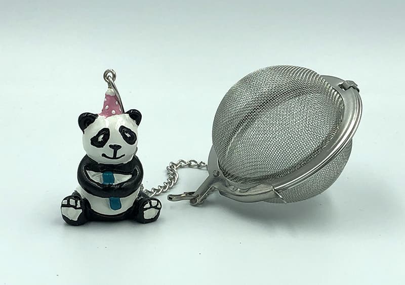 Tee-Ei Panda, Edelstahl mit Kunststoff-Anhänger,  Ø ca. 5cm
