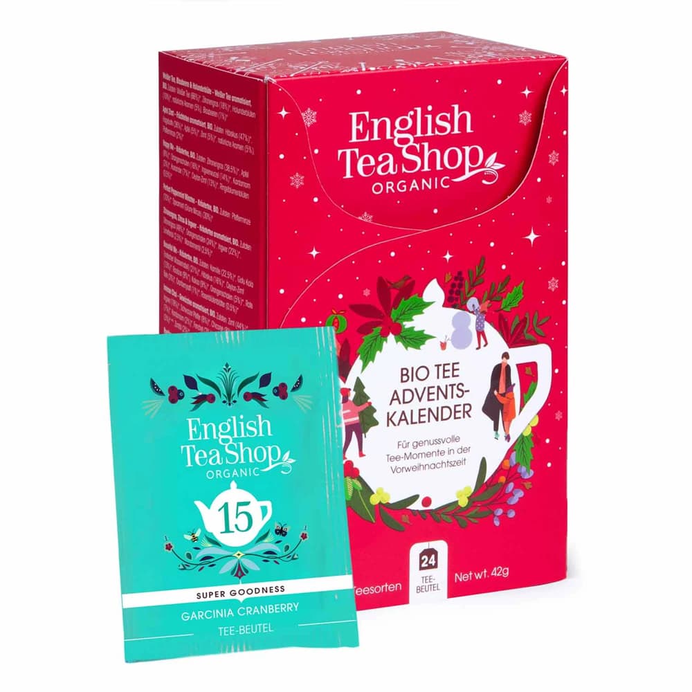 Tee Adventskalender 2025 "Elfen-Dorf" rot, 24 verschiedene BIO Tees