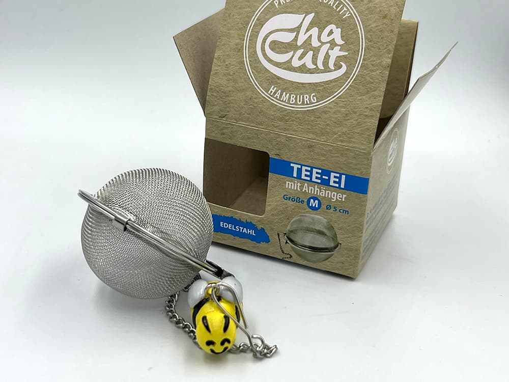 Tee-Ei Happy Bee,  Edelstahl mit Kunststoff-Anhänger,  Ø ca. 5cm