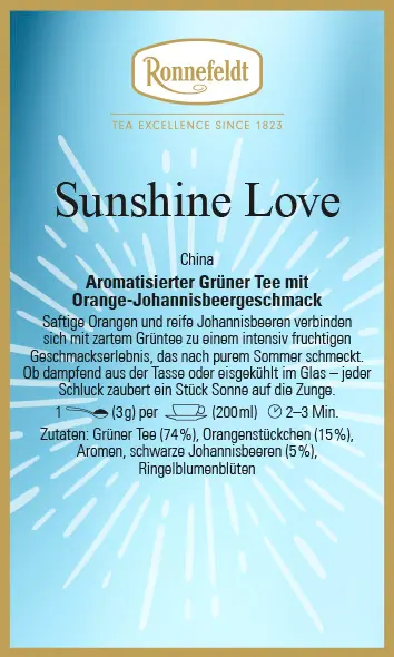 Sunshine Love, 100g (Grüner Tee mit Orange-Johannisbeer-Geschmack von Ronnefeldt)