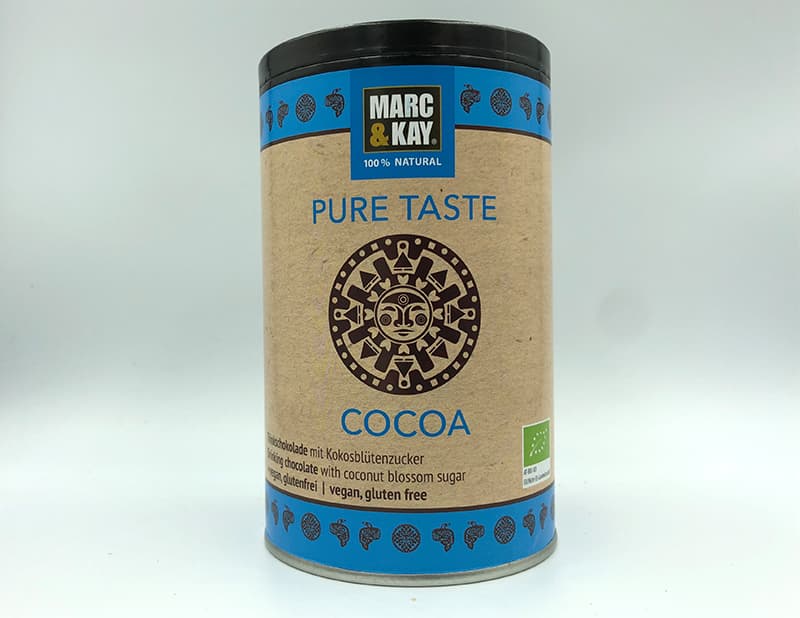 marc-kay-trinkschokolade-pure-taste-cocoa-bio-s Trinkschokolade Cocoa Pure Taste, 250 g Bio (Klassik mit Kokosblütenzucker)