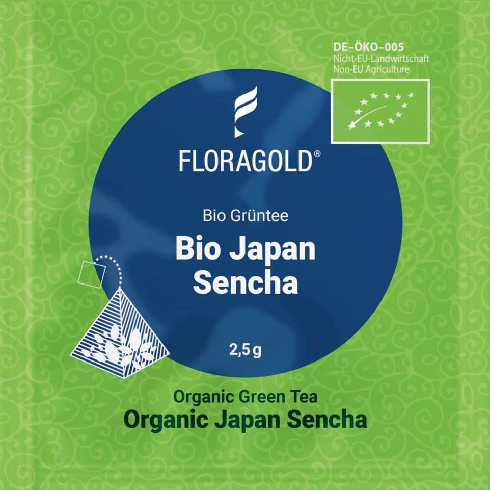 Ein Pyramidenbeutel Japan Sencha, Bio, Grüner Tee, á 2,5g