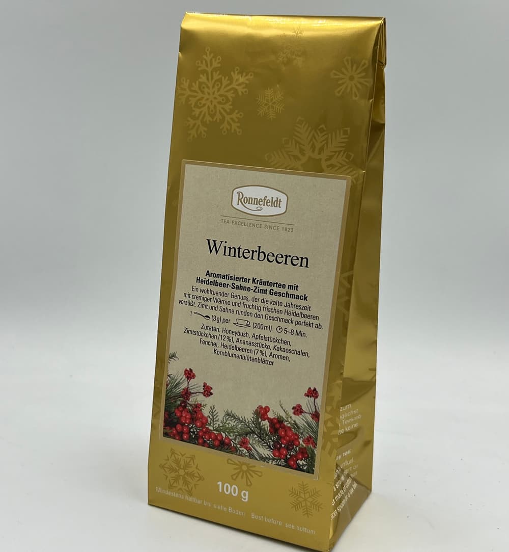  Winterbeeren, 100g (Aromatisierter Kräutertee mit Heidelbeer-Sahne-Zimt Geschmack) 