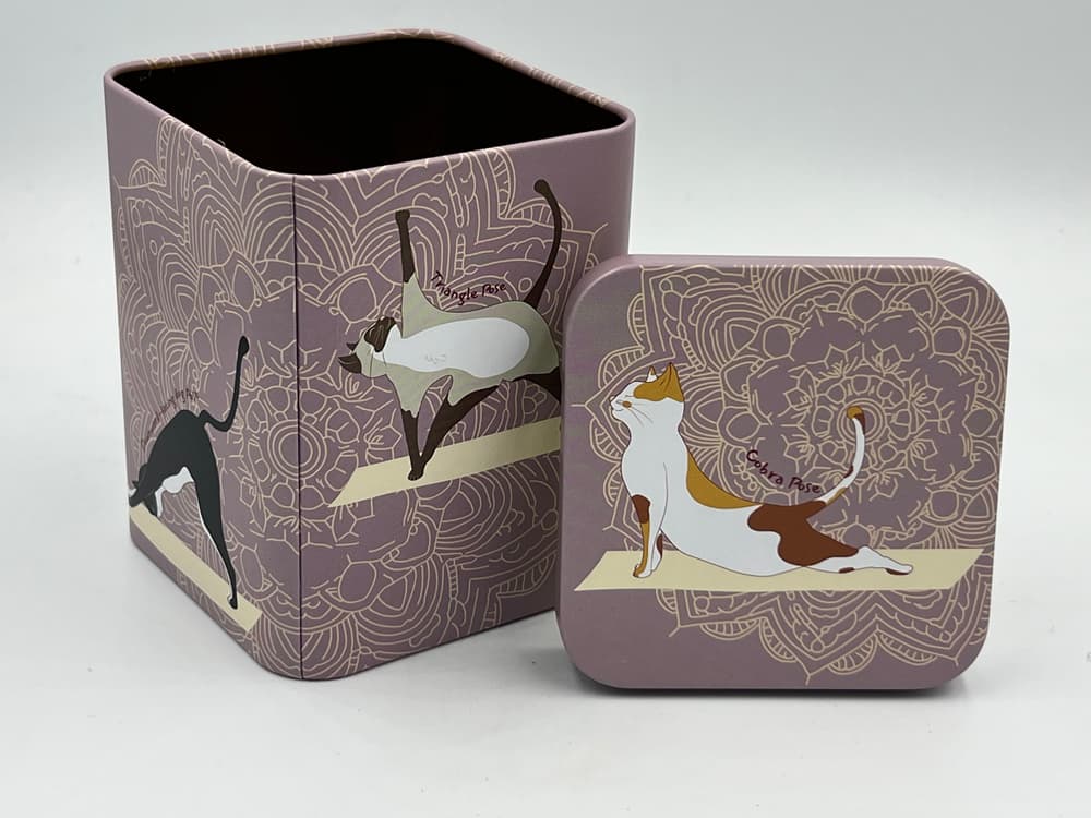 Teedose Yoga Cat, violett-grau, 100g  