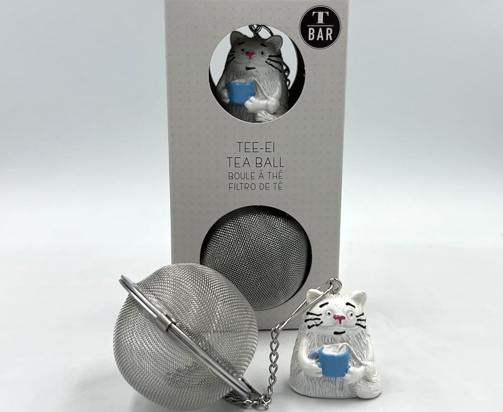Tee-Ei Katze, Edelstahl mit Kunststoff-Anhänger,  Ø ca. 5cm