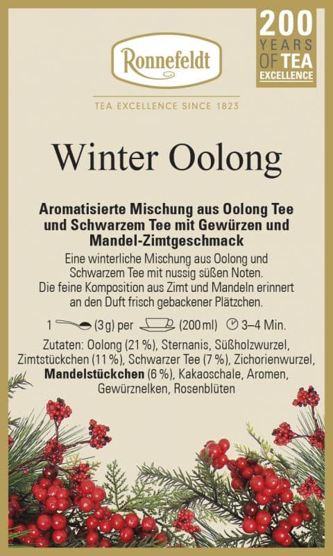 Oolong Tee: Winter Oolong, 100g (Oolong u. Schwarzer Tee  mit Mandel-Zimtgeschmack von Ronnefeldt)