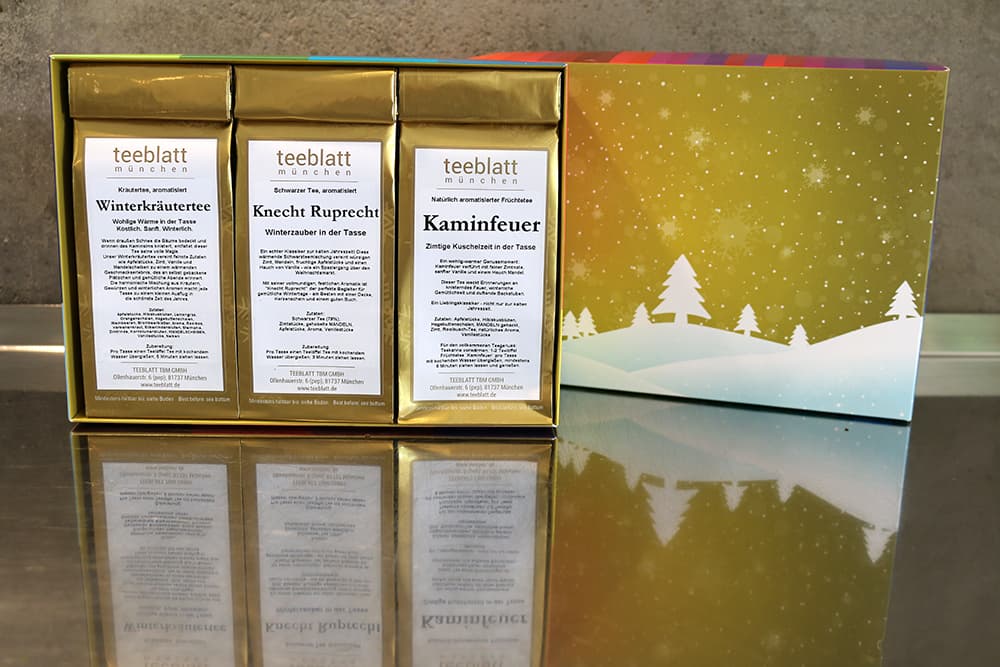 Teeproben Box  WinterZeit Tee-Box – Kleine Auszeit zum Verlieben (6x 20g Tee in schöner Geschenkbox)