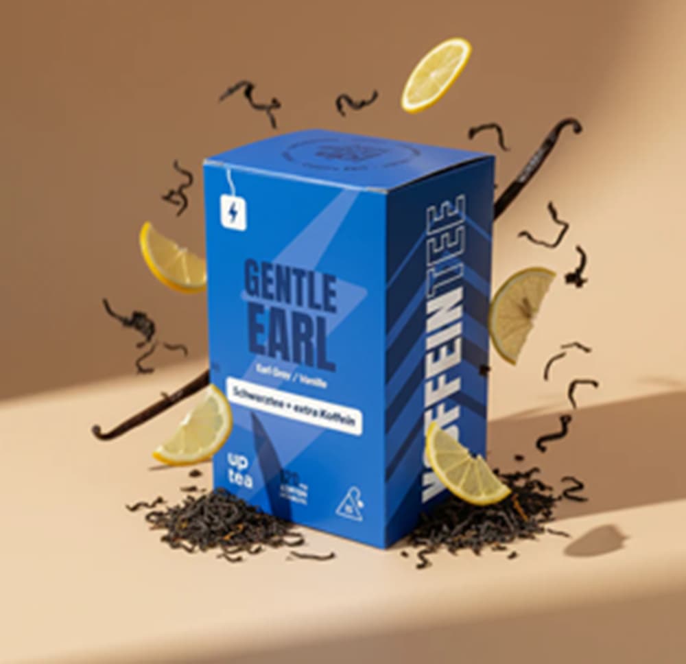UpTea Gentle Earl, 15 Pyramidenbeutel á 2,5g = 37,5 g (Schwarztee + extra Koffein)